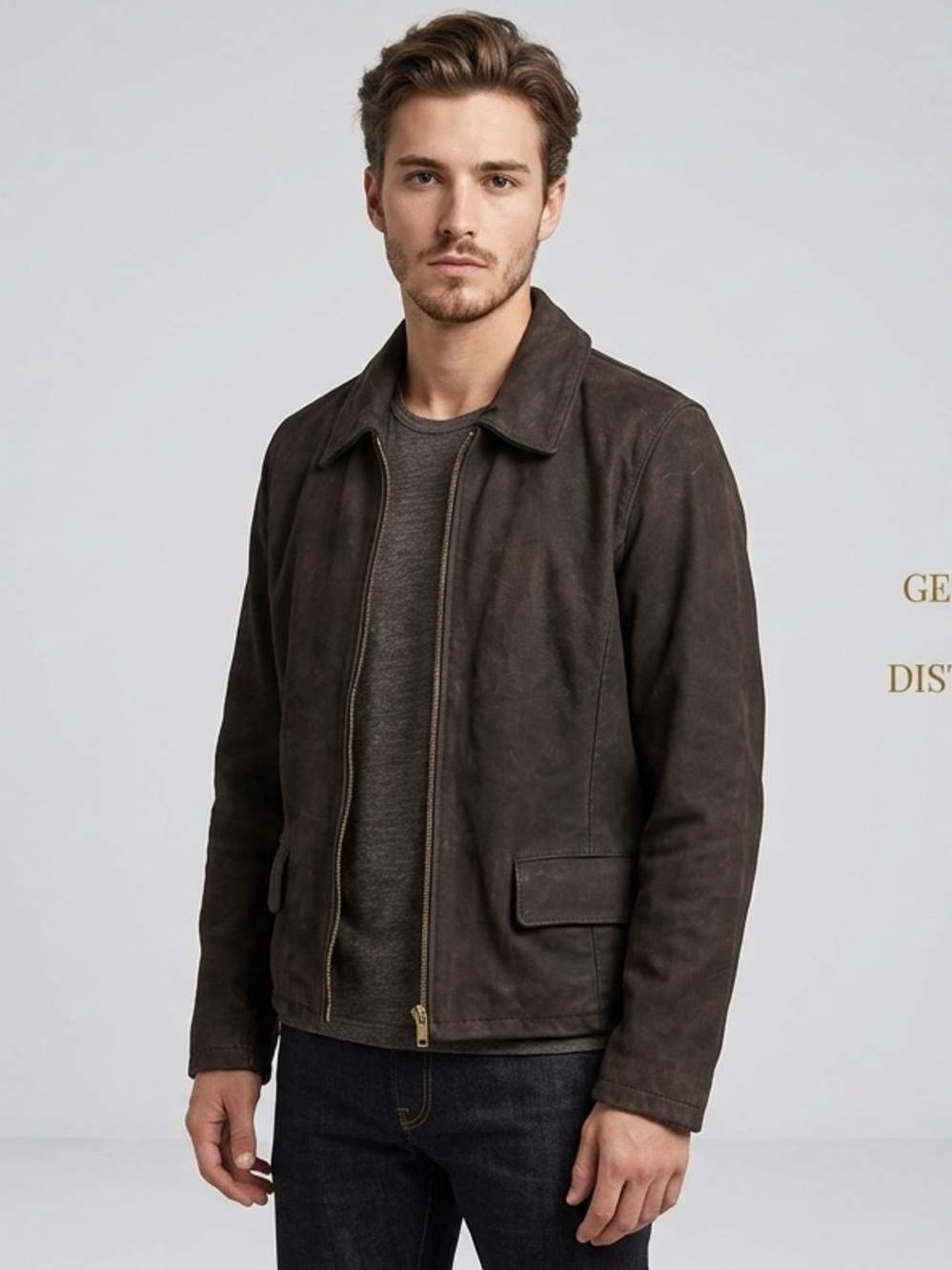 Vera Pelle Vintage Men's Dark Brown Zip Jacket N268-2